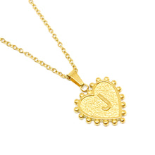 Gold-Plated Letter Accented Heart (18x20mm) Necklace w/ 18