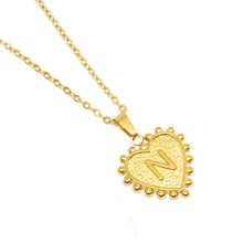Gold-Plated Letter Accented Heart (18x20mm) Necklace w/ 18
