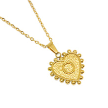 Gold-Plated Letter Accented Heart (18x20mm) Necklace w/ 18