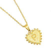 Gold-Plated Letter Accented Heart (18x20mm) Necklace w/ 18