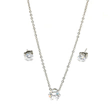 SET 7563: Cecile 8mm Solitaire Necklace & 5mm Cz Stud Set