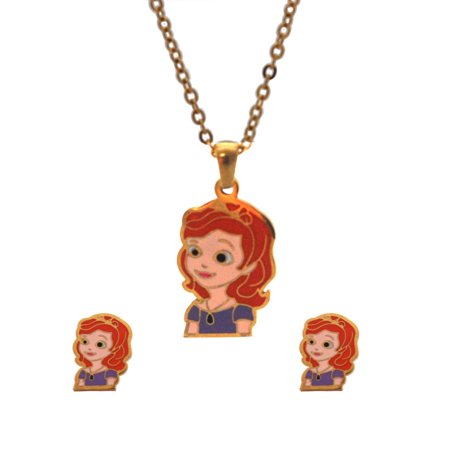 SET 5329: Gold Plated Princess Sofia The First Necklace & Earrings Set