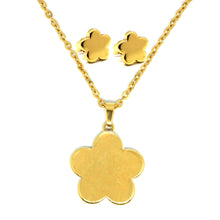 SET 5720: Gold-Plated 5-Petal Fat Flower Necklace & Earrings Set