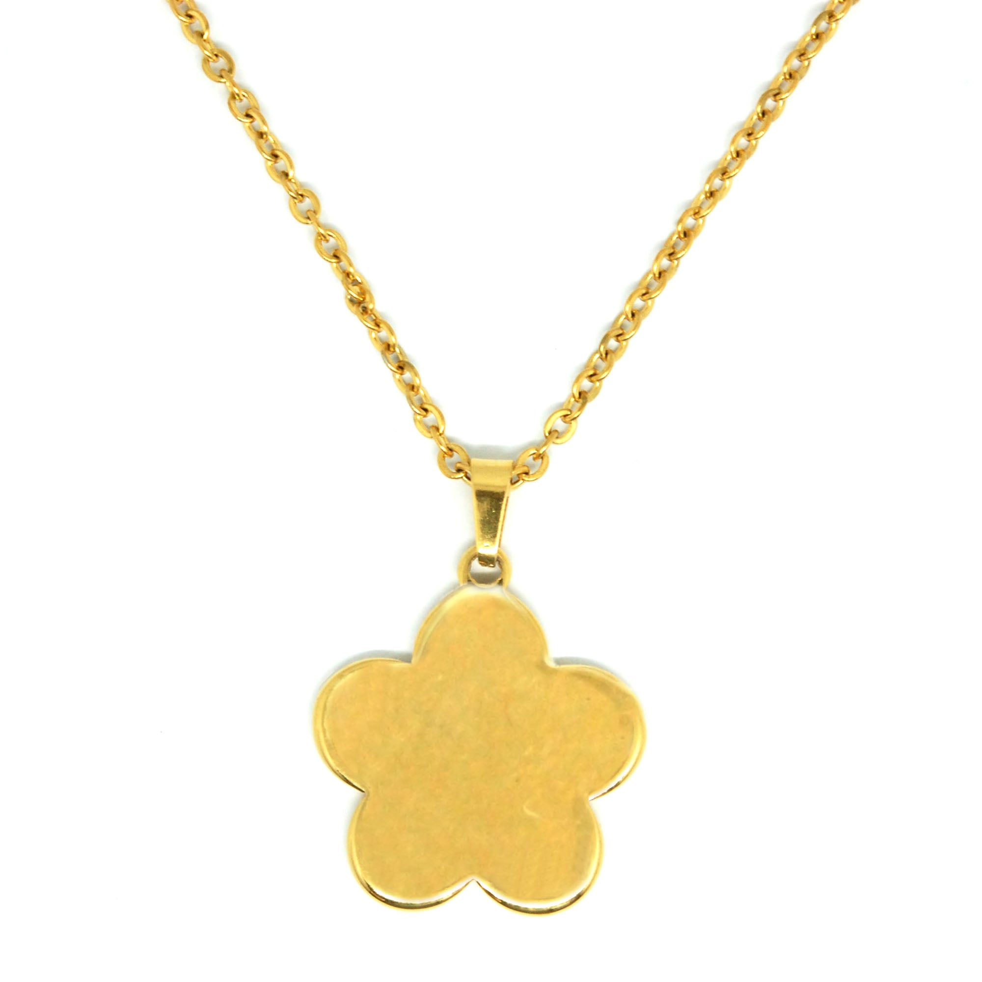 SET 5720: Gold-Plated 5-Petal Fat Flower Necklace & Earrings Set