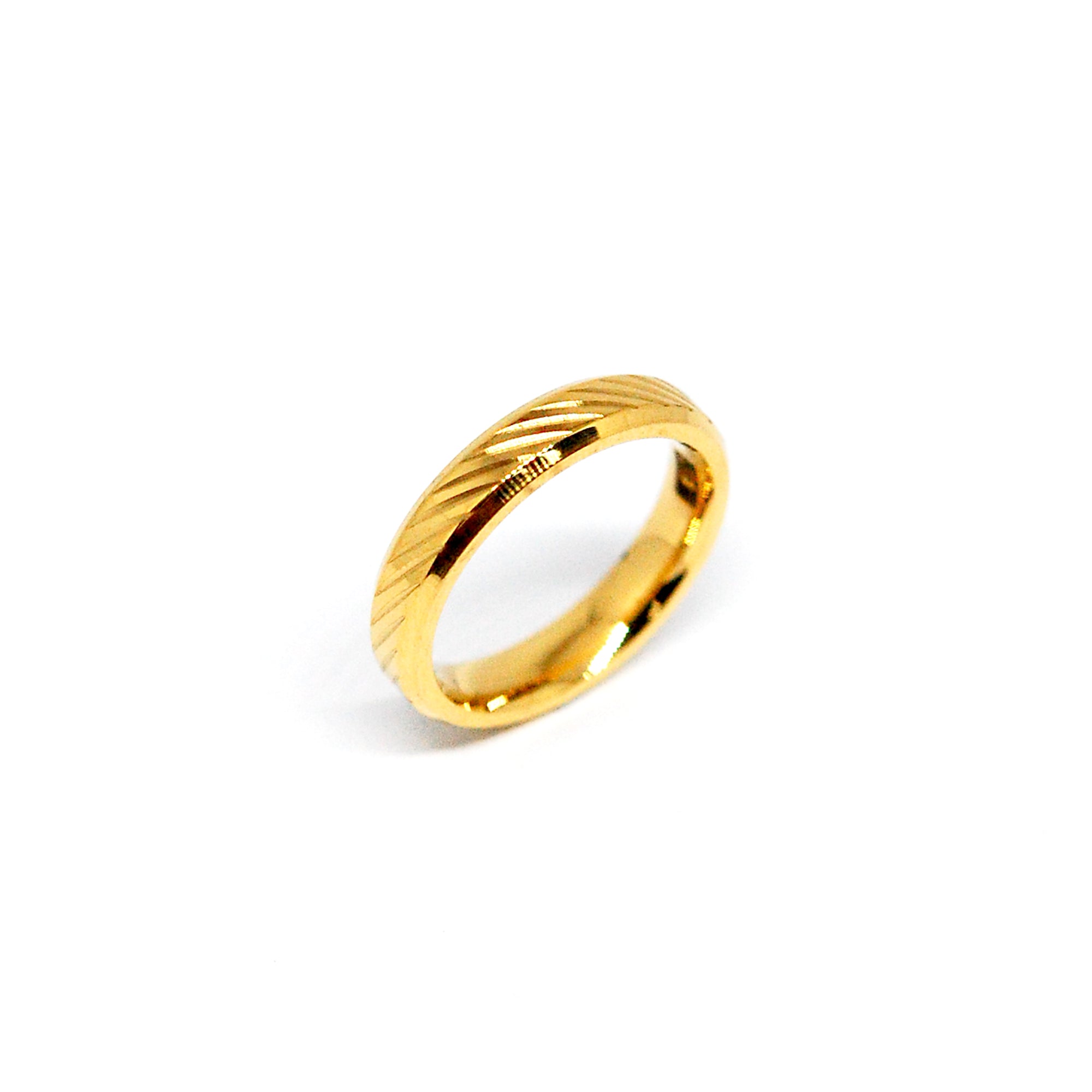 ESR 7821: Sara All Gold-Plated Glossy 4mm Diagonally Lined Ring