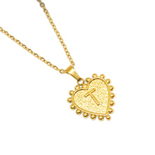 Gold-Plated Letter Accented Heart (18x20mm) Necklace w/ 18