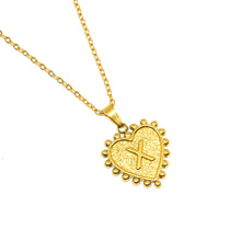 Gold-Plated Letter Accented Heart (18x20mm) Necklace w/ 18
