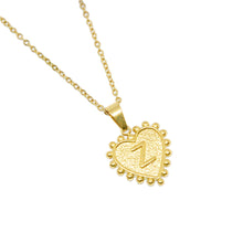 Gold-Plated Letter Accented Heart (18x20mm) Necklace w/ 18