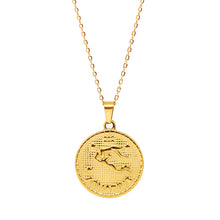 Gold-Plated Zodiac Sign 25mm Circle Neckace w/ 18