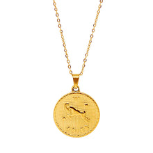 Gold-Plated Zodiac Sign 25mm Circle Neckace w/ 18
