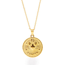 Gold-Plated Zodiac Sign 25mm Circle Neckace w/ 18