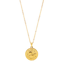 Gold-Plated Zodiac Sign 25mm Circle Neckace w/ 18