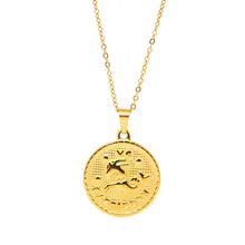 Gold-Plated Zodiac Sign 25mm Circle Neckace w/ 18