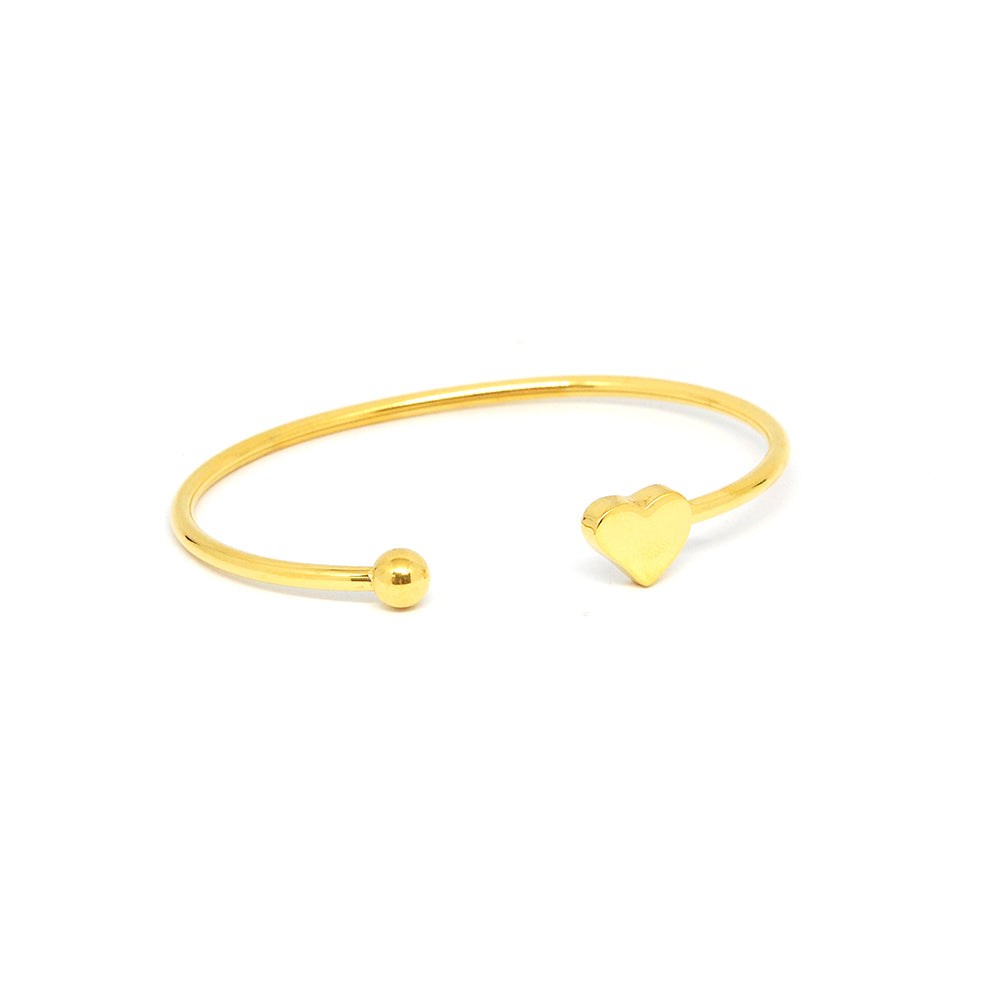 ESBG 6784 :  Gold PLated Thin Bangle w/ Fluttery Heart End
