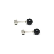 ESE 7684: Black 5mm Aira Studs w/ Baby Safe Chapita