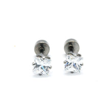ESE 7671: Raquel 4mm Princess Cut Cubic zirconia w/ Child Safe Chapita