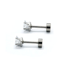 ESE 7671: Raquel 4mm Princess Cut Cubic zirconia w/ Child Safe Chapita