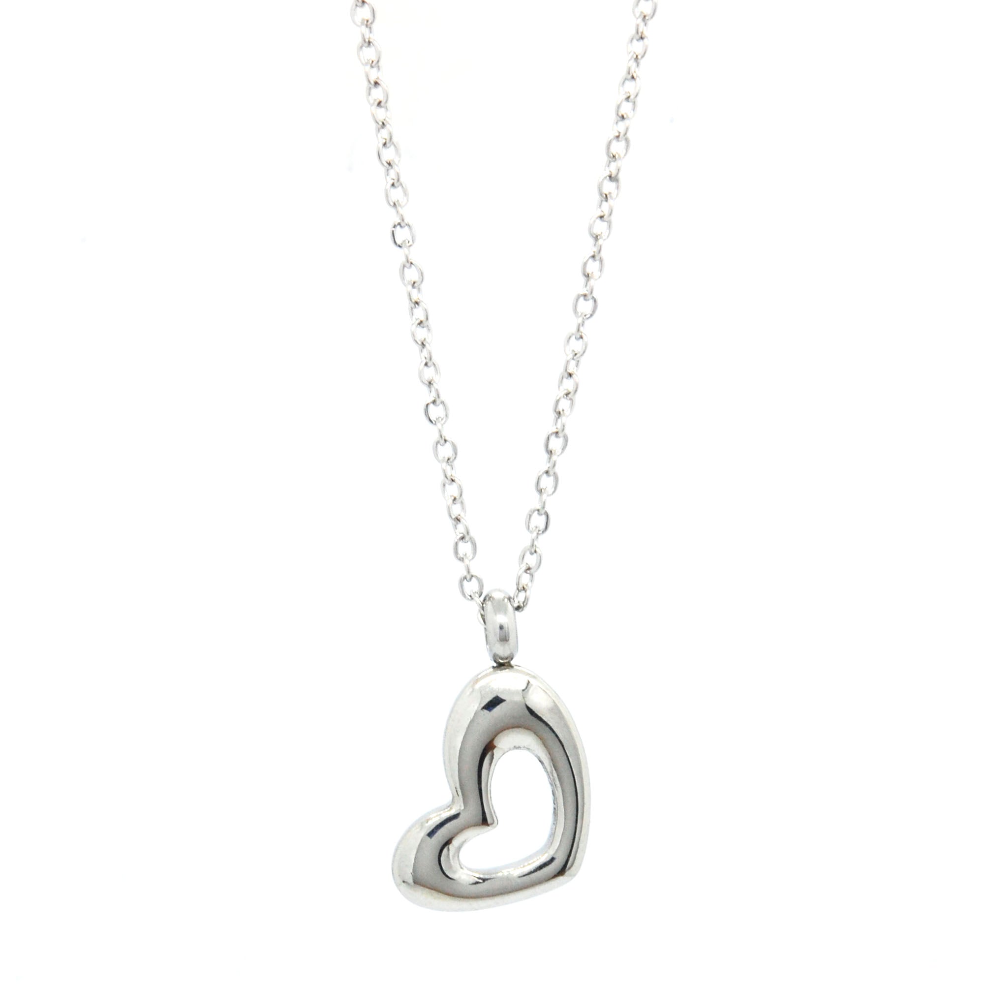 ESN 5604: Alicia Side Heart Outline Necklace w/ 18" + 2" Chain