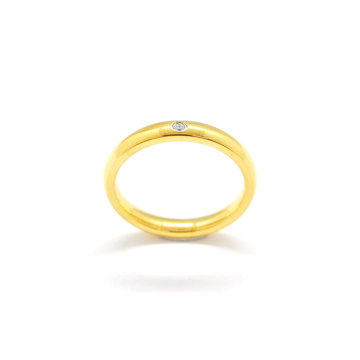 ESR 7818: Evan Gold Plated 3mm Ultra Thin Glossy Ring w/ 1 Cz