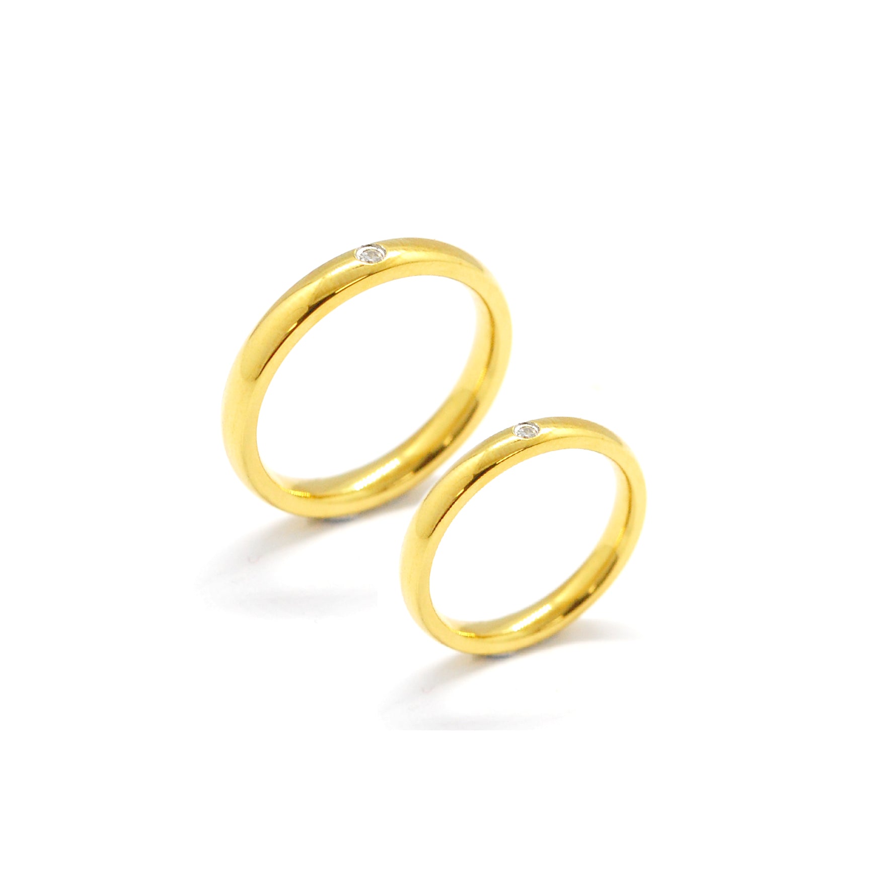 ESR 7818: Evan Gold Plated 3mm Ultra Thin Glossy Ring w/ 1 Cz