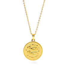 Gold-Plated Zodiac Sign 25mm Circle Neckace w/ 18