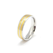 ESR 7339: Giselle Glossy Comfort Fit 4-Lined Alternating 2-Tone Ring