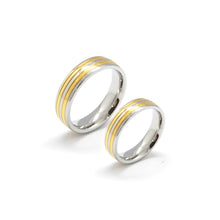 ESR 7339: Giselle Glossy Comfort Fit 4-Lined Alternating 2-Tone Ring