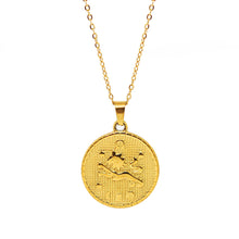 Gold-Plated Zodiac Sign 25mm Circle Neckace w/ 18
