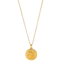 Gold-Plated Zodiac Sign 25mm Circle Neckace w/ 18