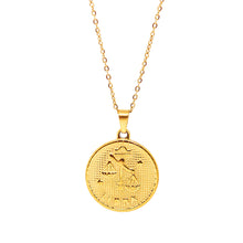 Gold-Plated Zodiac Sign 25mm Circle Neckace w/ 18