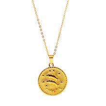 Gold-Plated Zodiac Sign 25mm Circle Neckace w/ 18