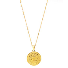 Gold-Plated Zodiac Sign 25mm Circle Neckace w/ 18