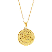 Gold-Plated Zodiac Sign 25mm Circle Neckace w/ 18