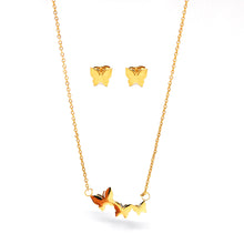 SET 7379: Gold-Plated Trio Mini Butterflies Necklace & Earrings Set