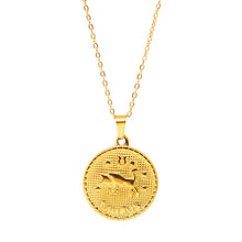 Gold-Plated Zodiac Sign 25mm Circle Neckace w/ 18
