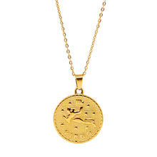 Gold-Plated Zodiac Sign 25mm Circle Neckace w/ 18